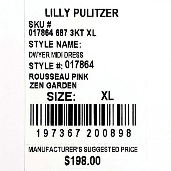 Lilly Pulitzer Dwyer Midi Dress in Rousseau Pink/Zen Garden NWT - Size X-Large - Picture 8 of 9
